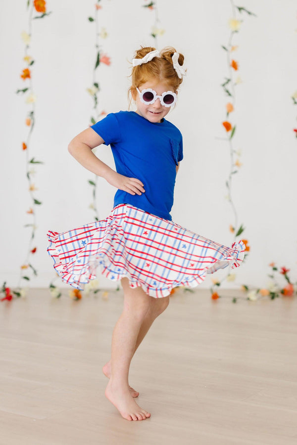 SALE Patriotic Plaid Ruffle Twirl Skort