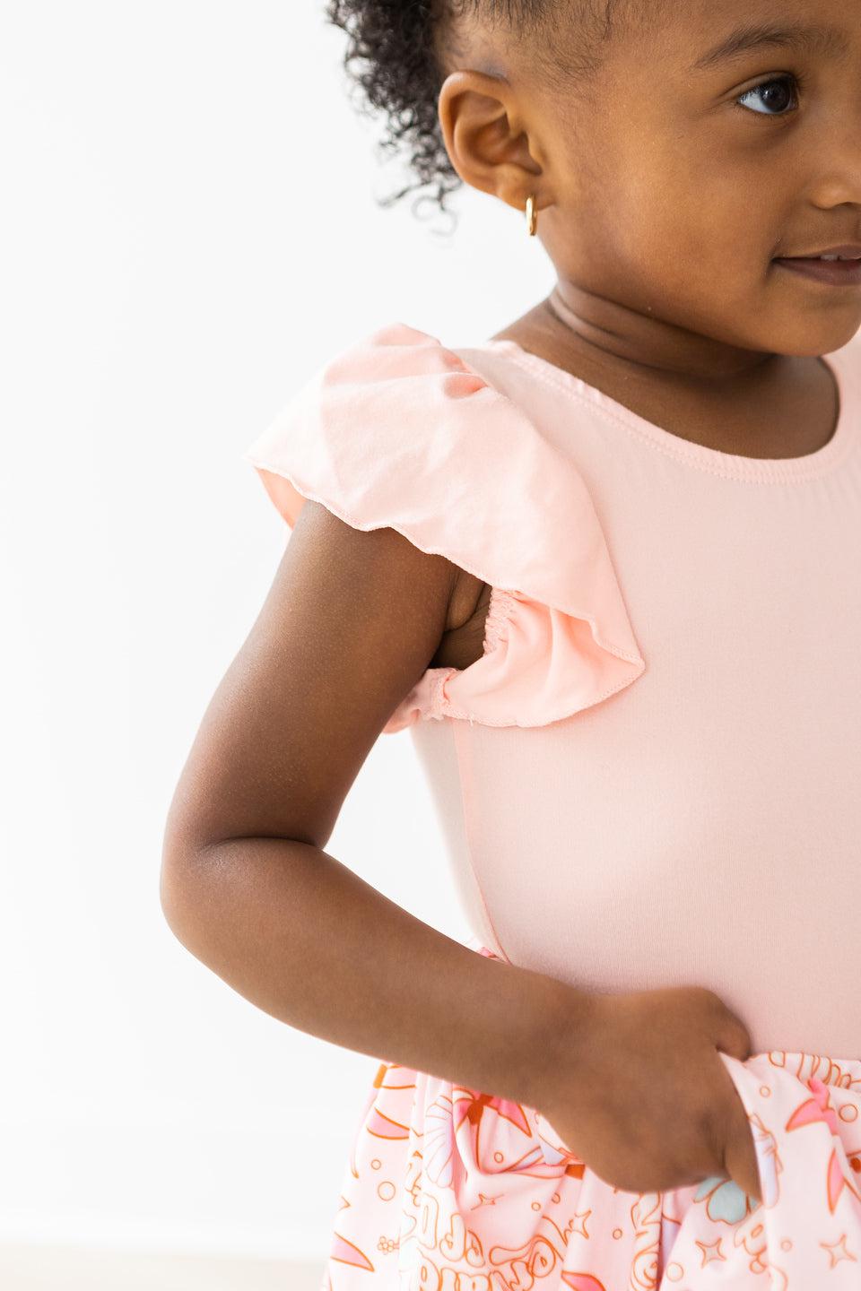 Peach S/S Flutter Sleeve Leotard Secondary image