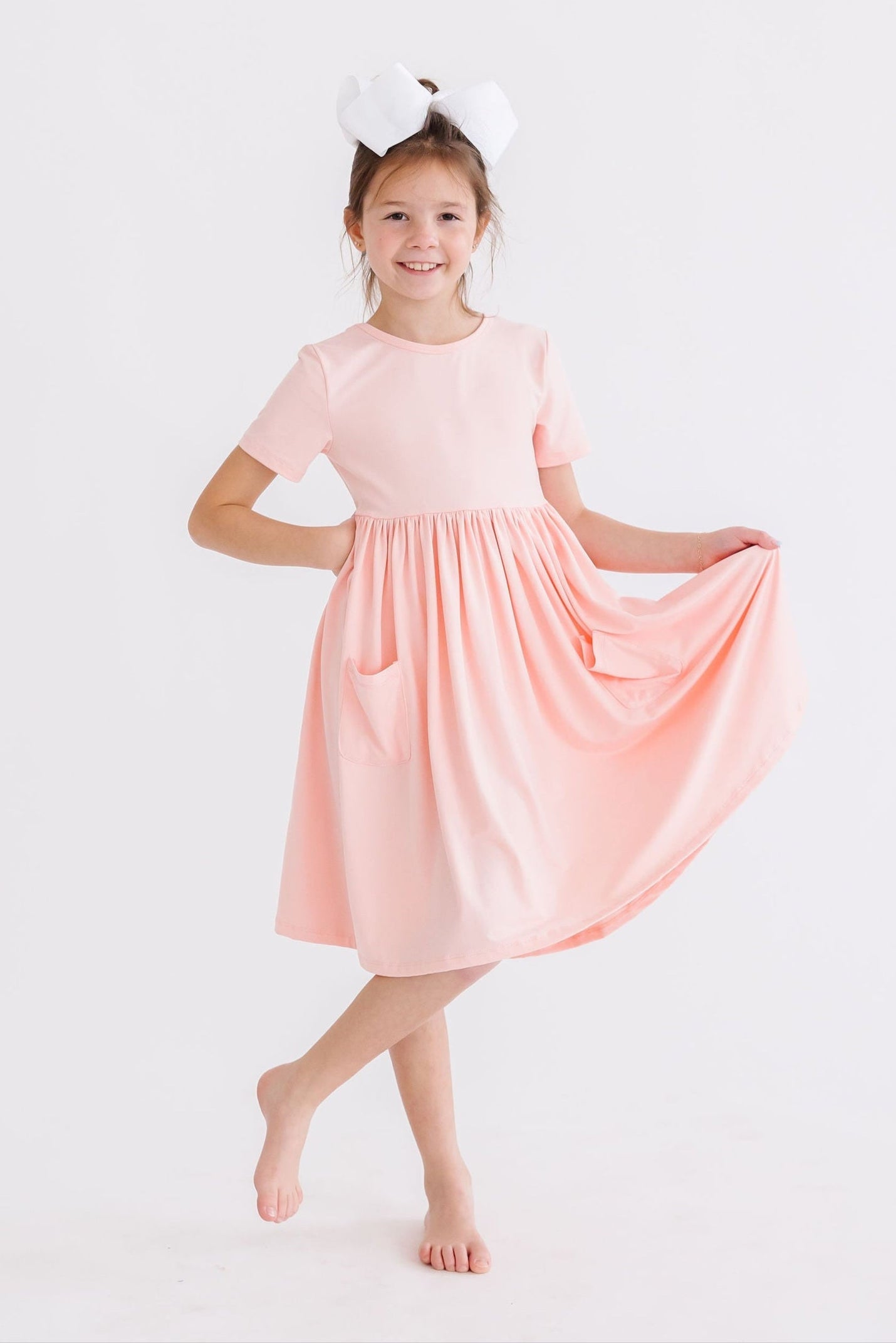 Peach S/S Pocket Twirl Dress Main image