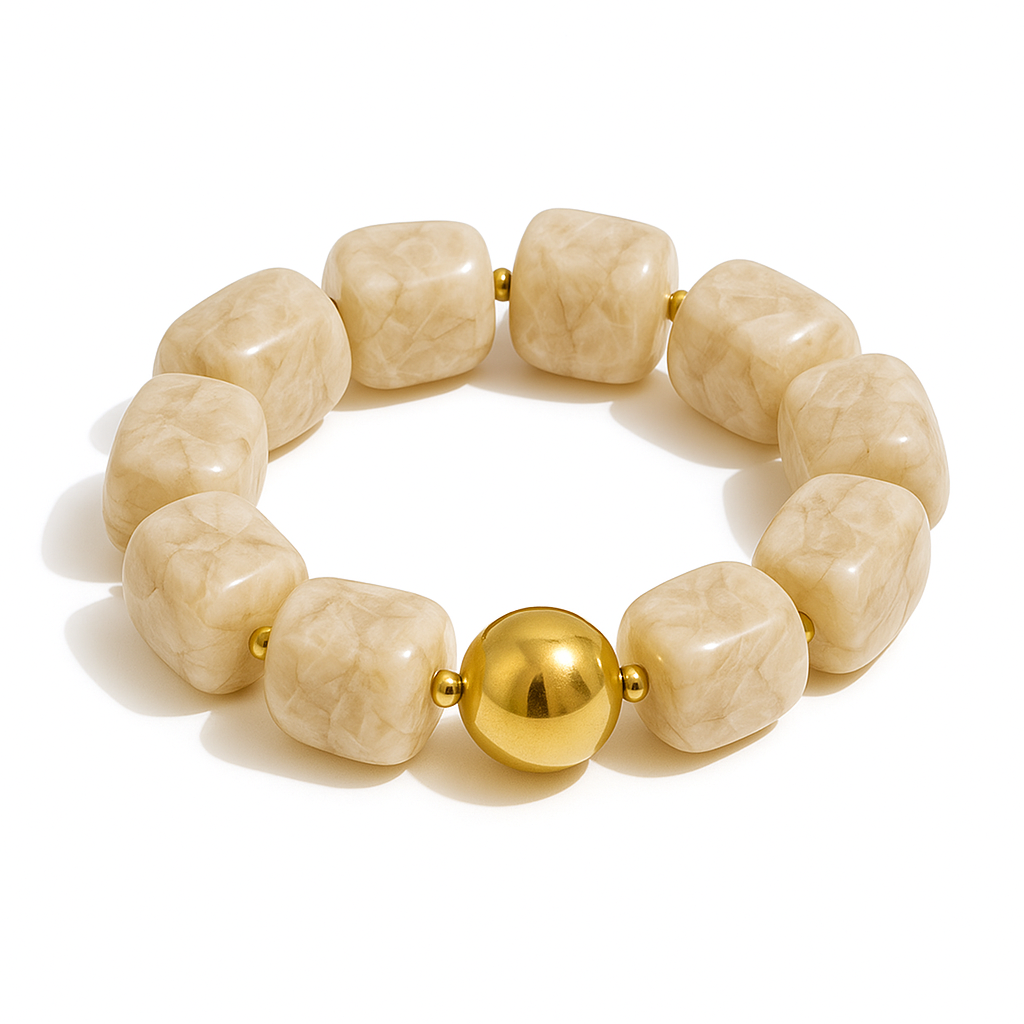 Pebbles Beige Stretchy Bracelet Main image
