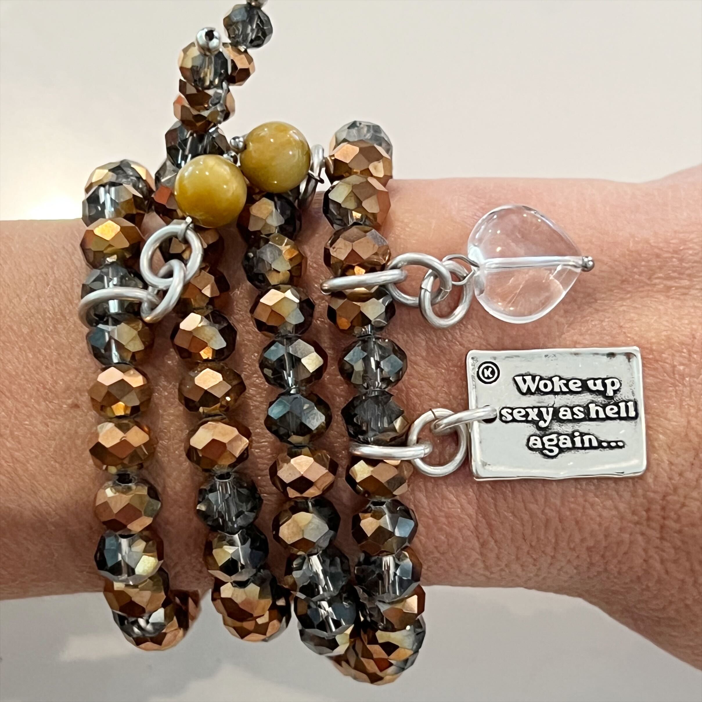 Woke Up Sexy As Hell Again Heart Crystal Boho Wrap Bracelet/Necklace Main image