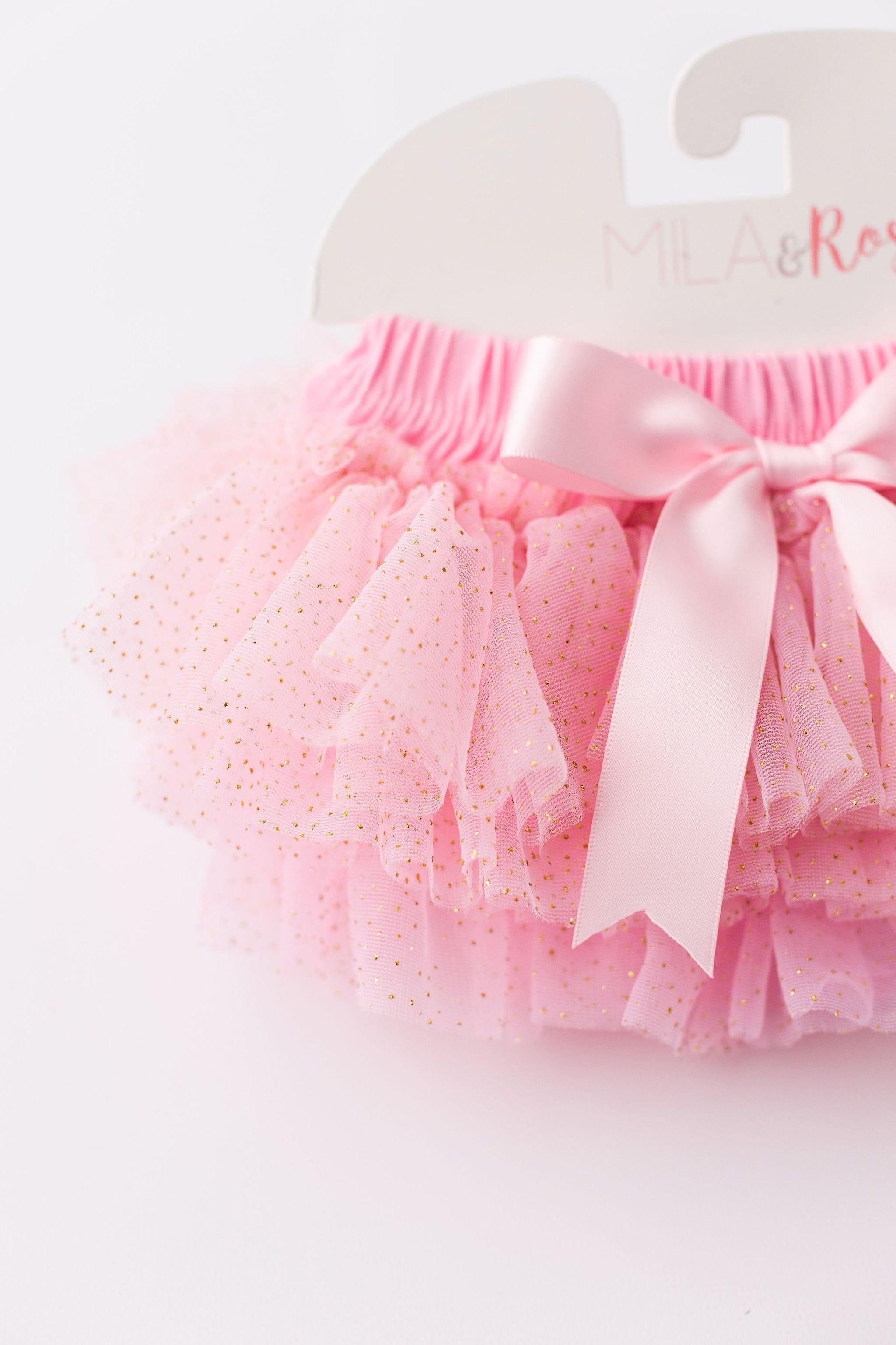 Pink & Gold Glitter Ruffle Tutu Bloomer Secondary image