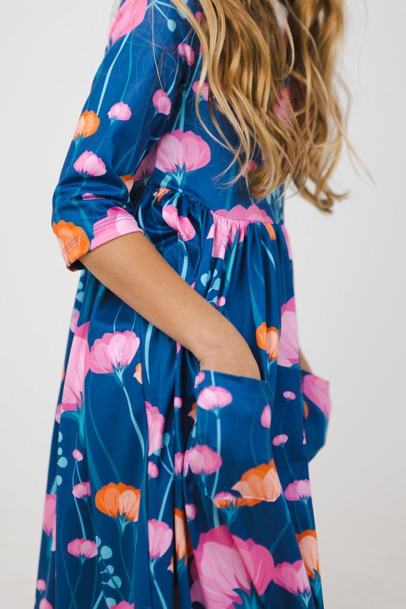 Poppies 3/4 Sleeve Pocket Twirl Dress Main image