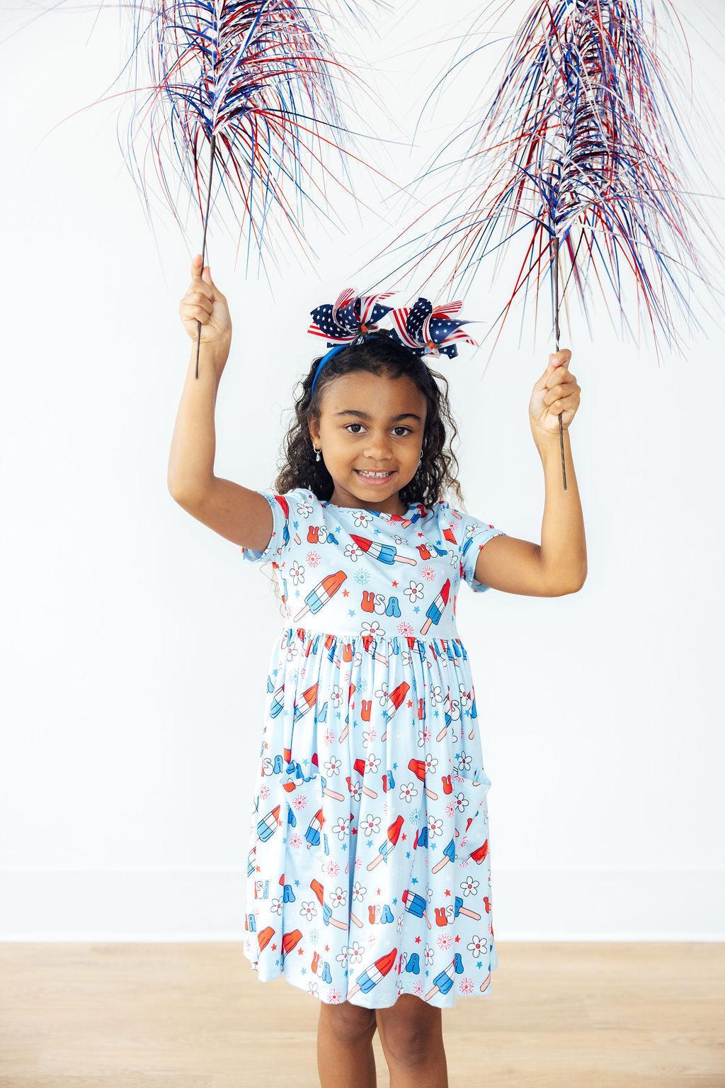 SALE Proudly Patriotic S/S Pocket Twirl Dress Main image