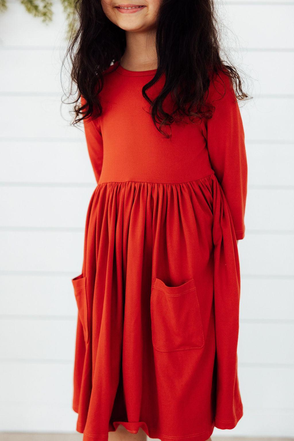 Pumpkin Spice 3/4 Sleeve Pocket Twirl Dress Main image