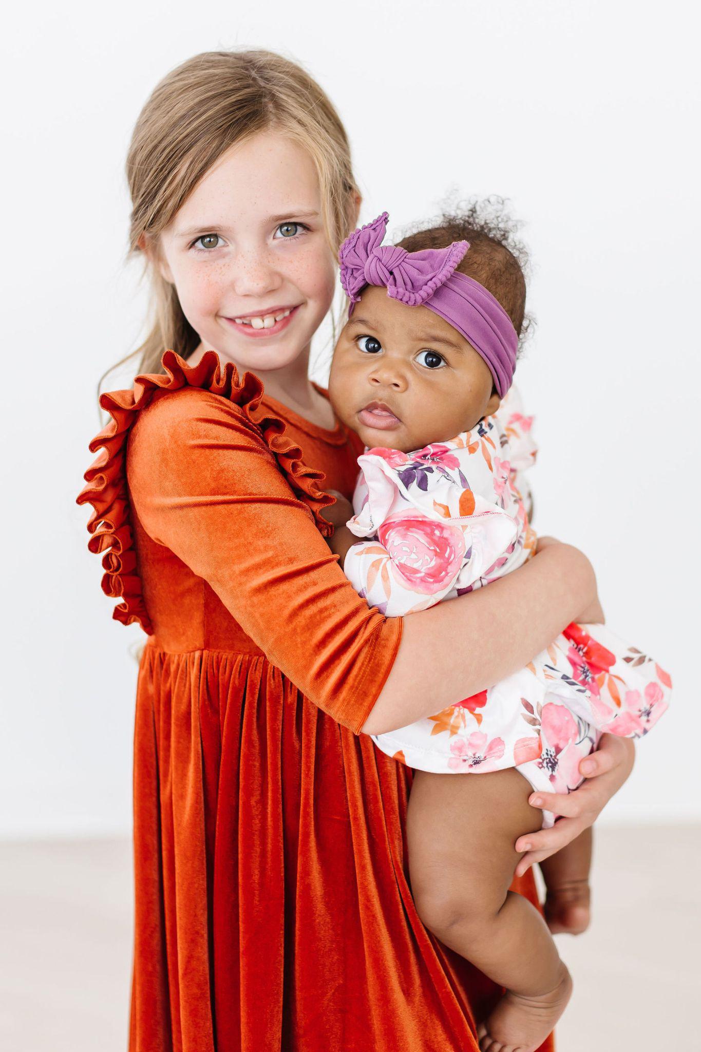 Pumpkin Spice Velvet Ruffle Twirl Dress Secondary image