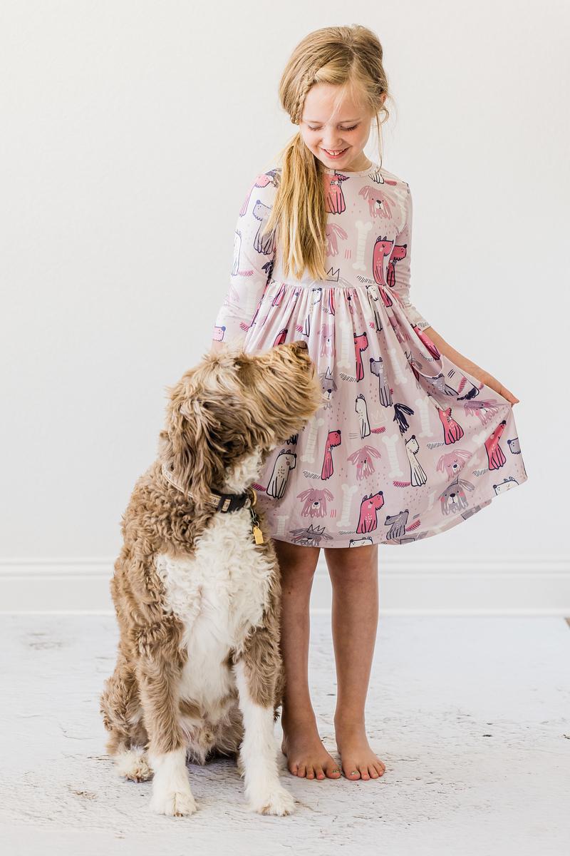 Puppy Party 3/4 Sleeve Pocket Twirl Dress Main image