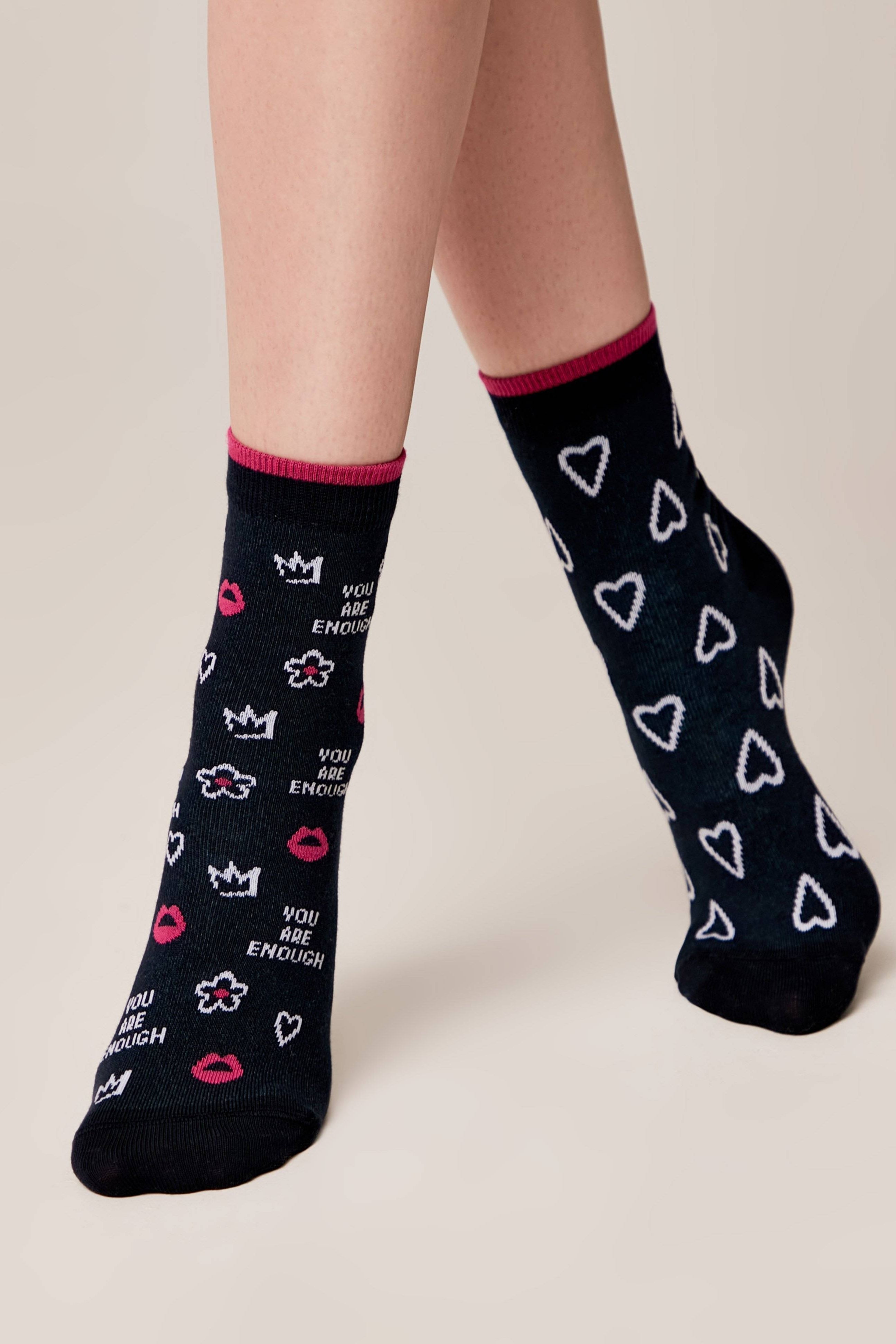 Socks Cotton Conte Happy 373 - You Are Enough Secondary image