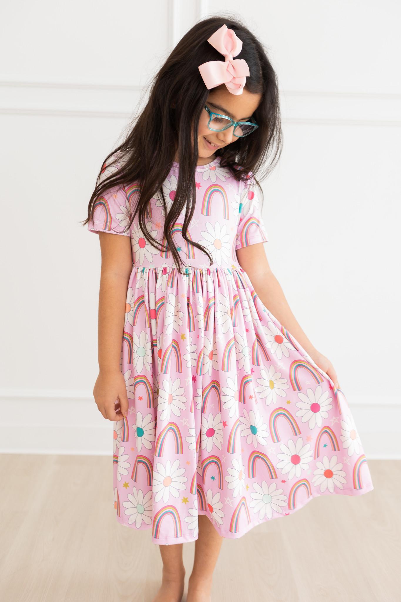 Rainbow Daisies S/S Pocket Twirl Dress Main image