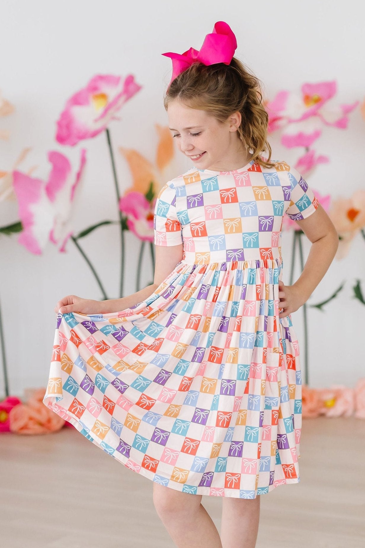 SALE Rainbow Ribbons S/S Pocket Twirl Dress Main image