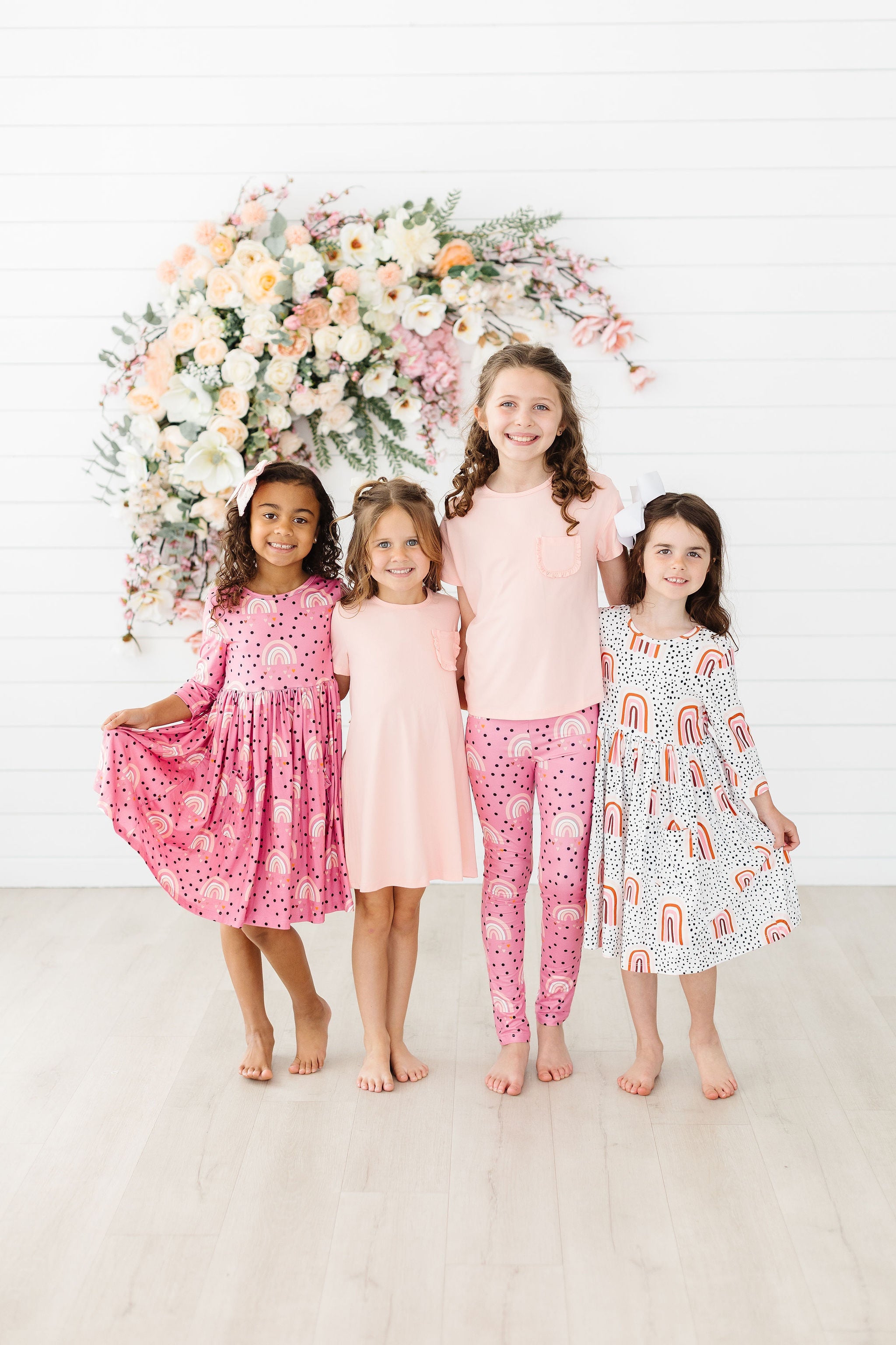 Peach Rainbow 3/4 Sleeve Pocket Twirl Dress Secondary image