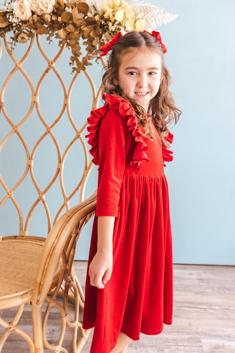 Red Velvet Ruffle Twirl Dress Main image