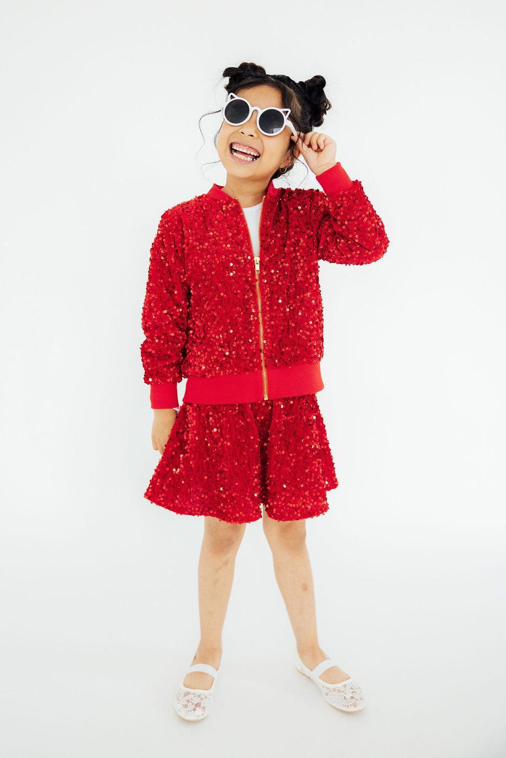 Red Velvet Sequin Twirl Skort Main image