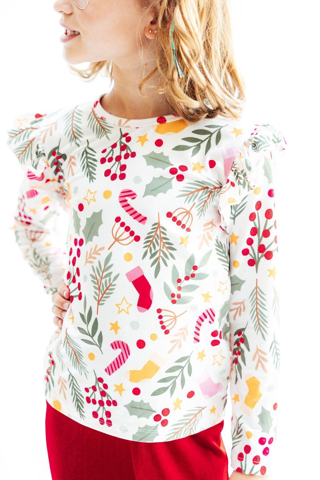 Holly Jolly Christmas L/S Ruffle Tee Secondary image