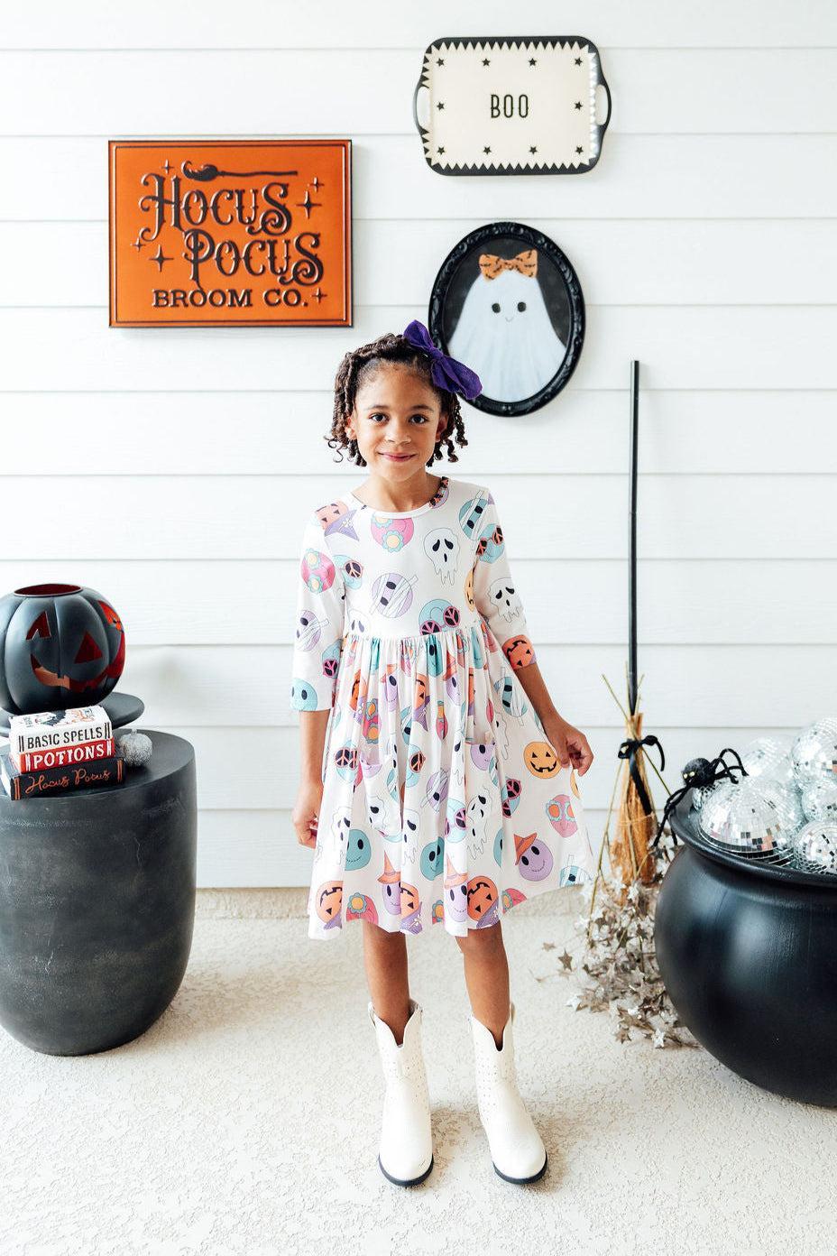 SALE Monster Mash 3/4 Sleeve Pocket Twirl Dress Main image