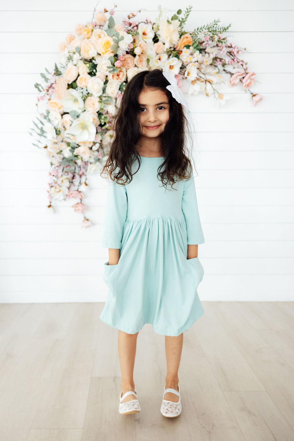Sage 3/4 Sleeve Pocket Twirl Dress Main image