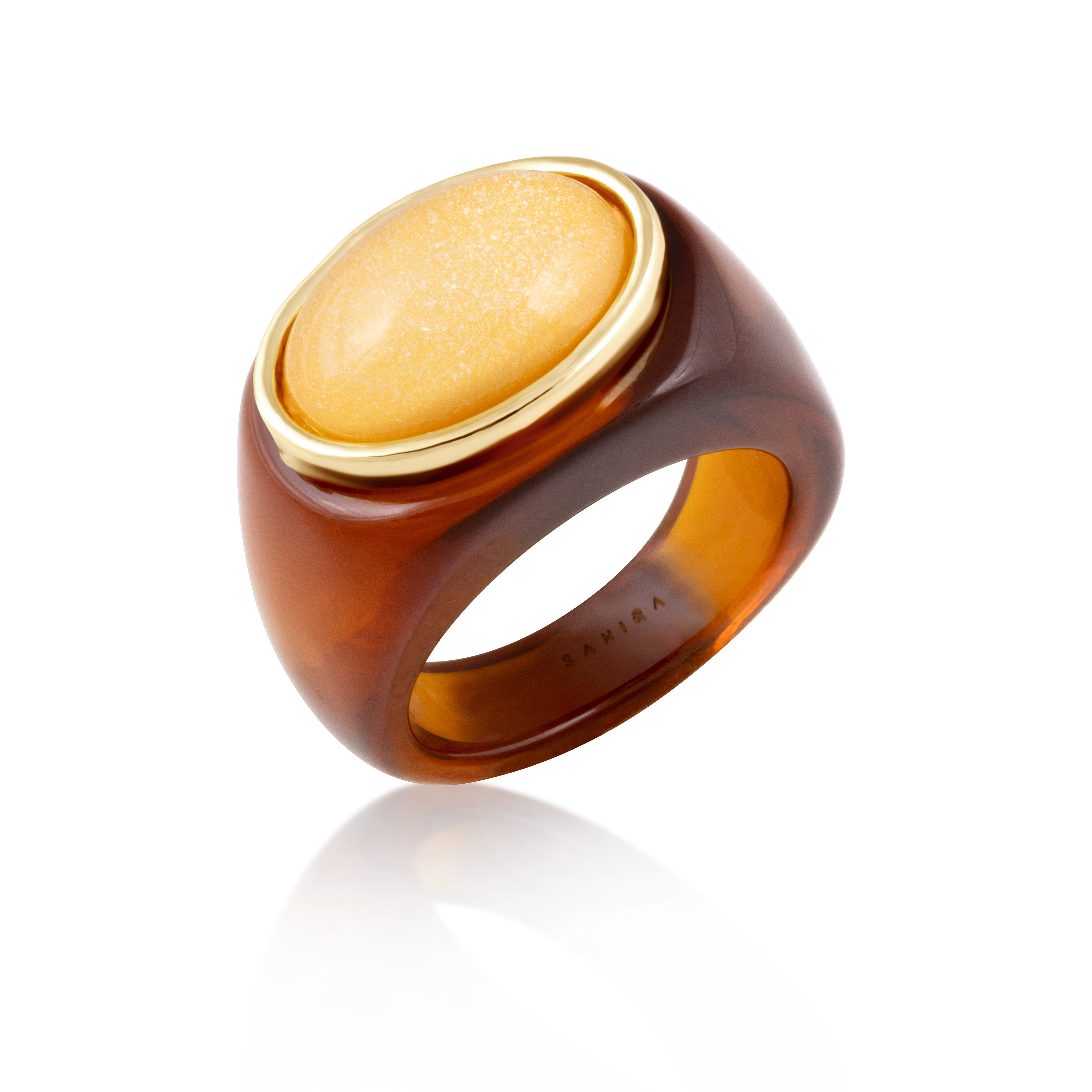 Katy Acrylic Ring - Brown Main image
