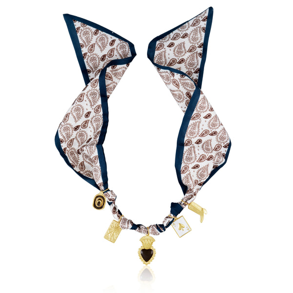 Brown Silk Charm Necklace