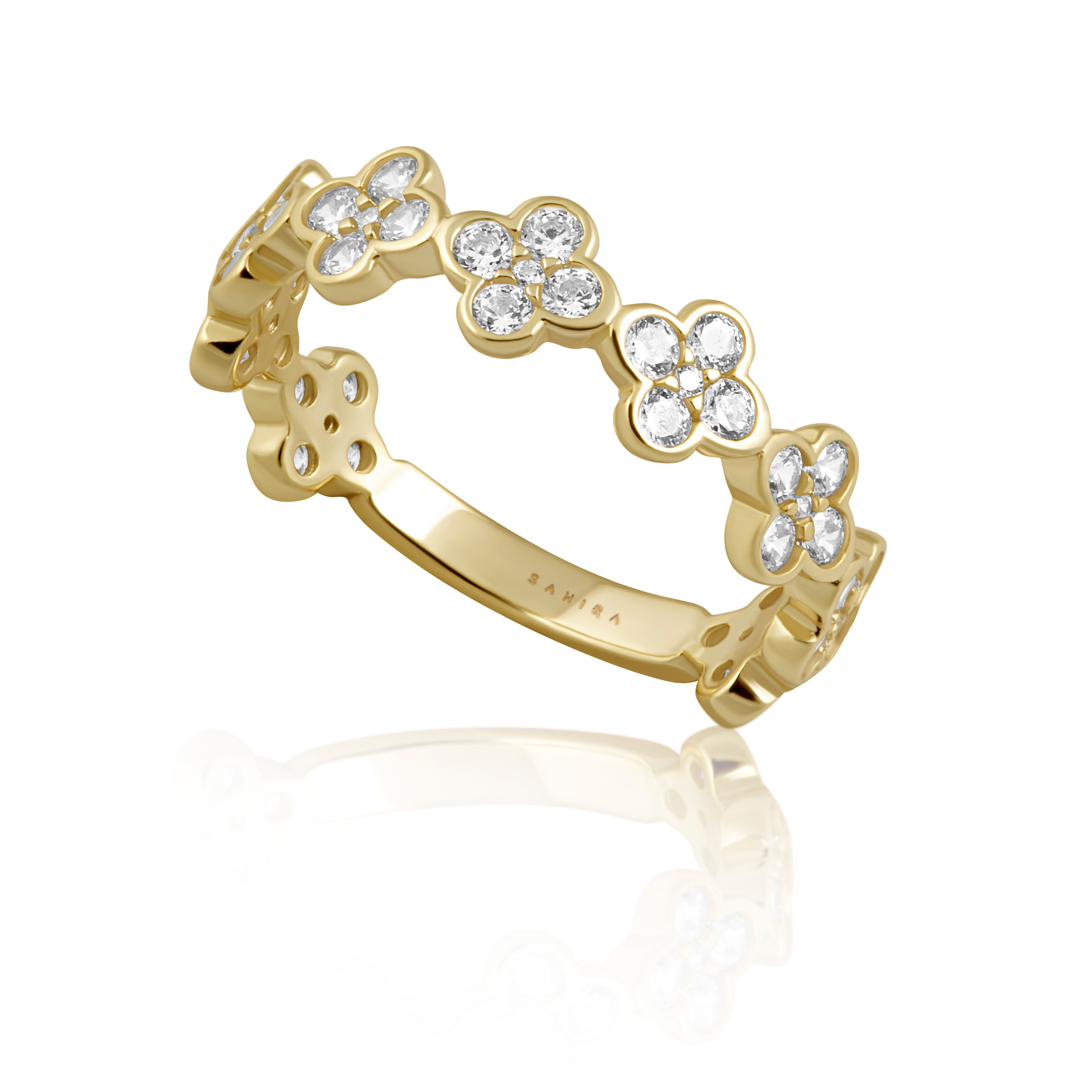 Dainty CZ Gracie Clover Ring Main image