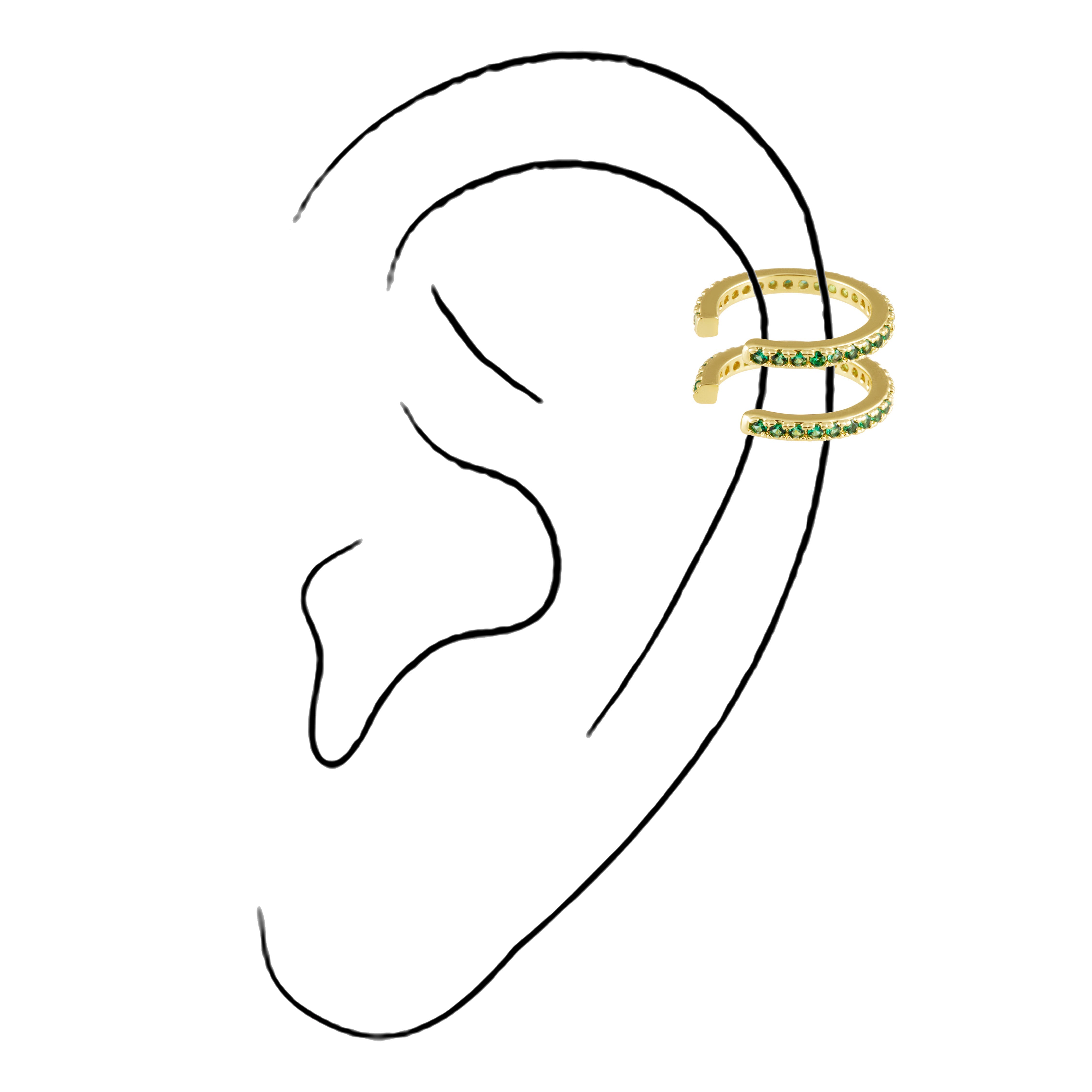 Sparkle Pave Ear Cuff - Emerald Main image