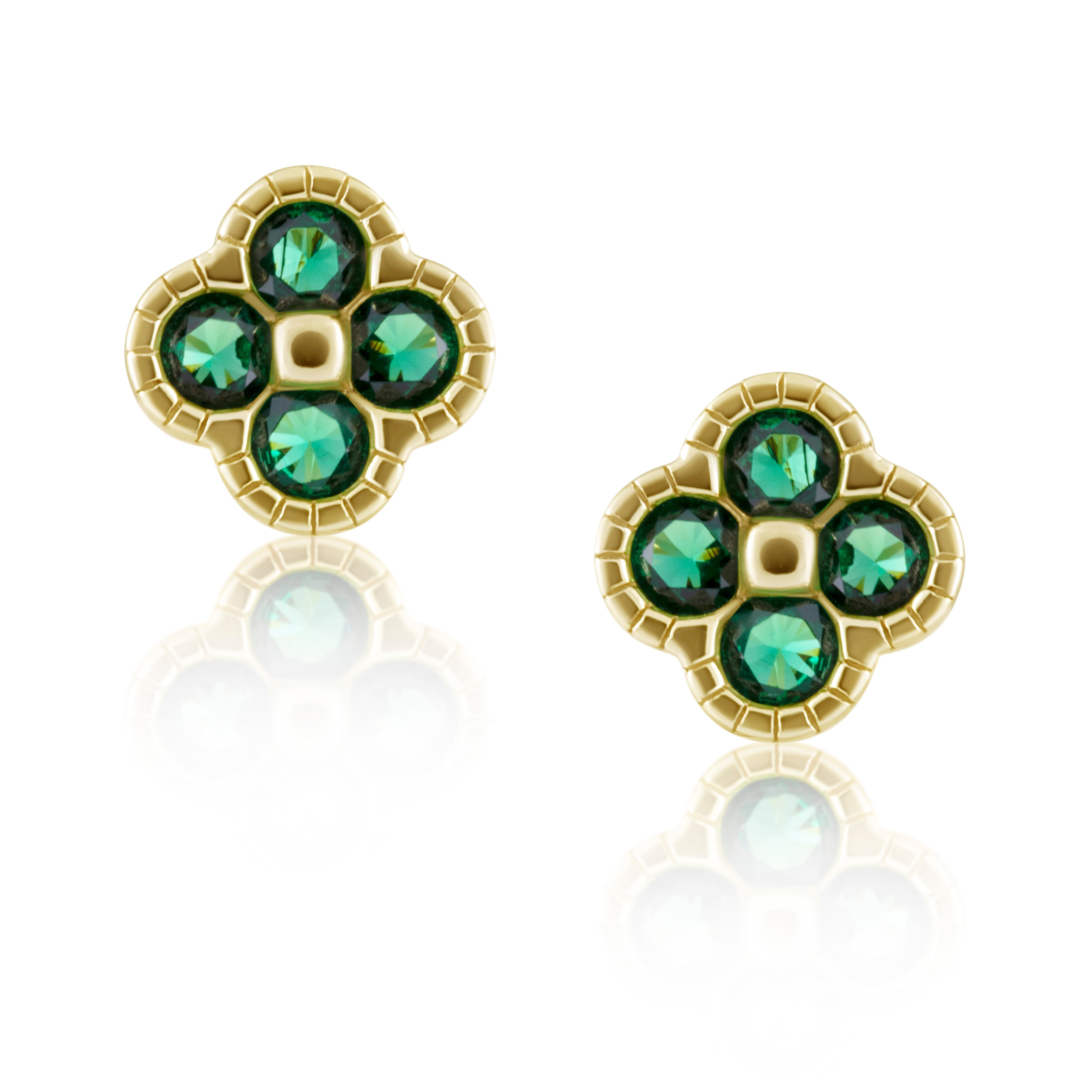 Gracie CZ Clover Studs Emerald Main image