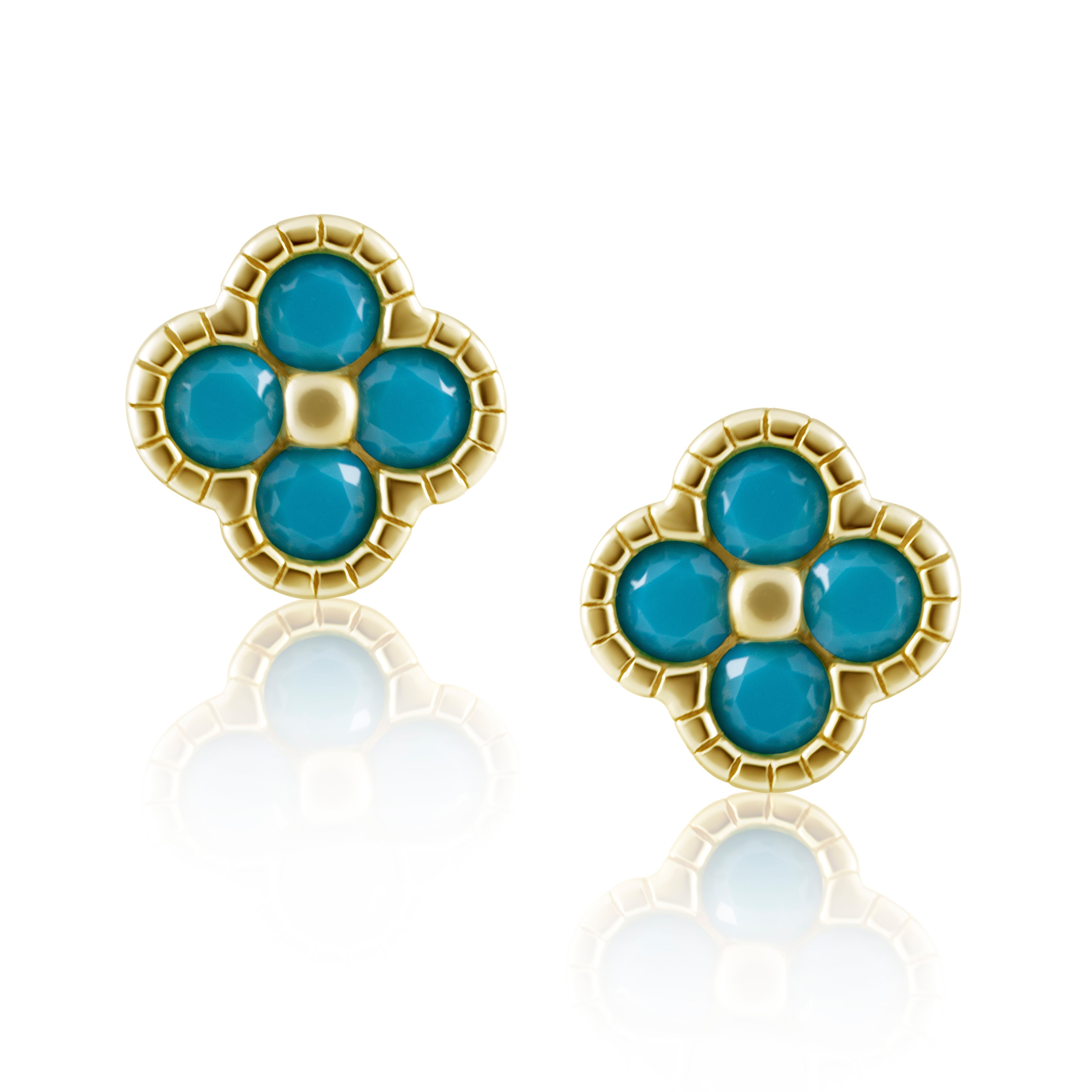 Gracie CZ Clover Studs Turquoise Main image