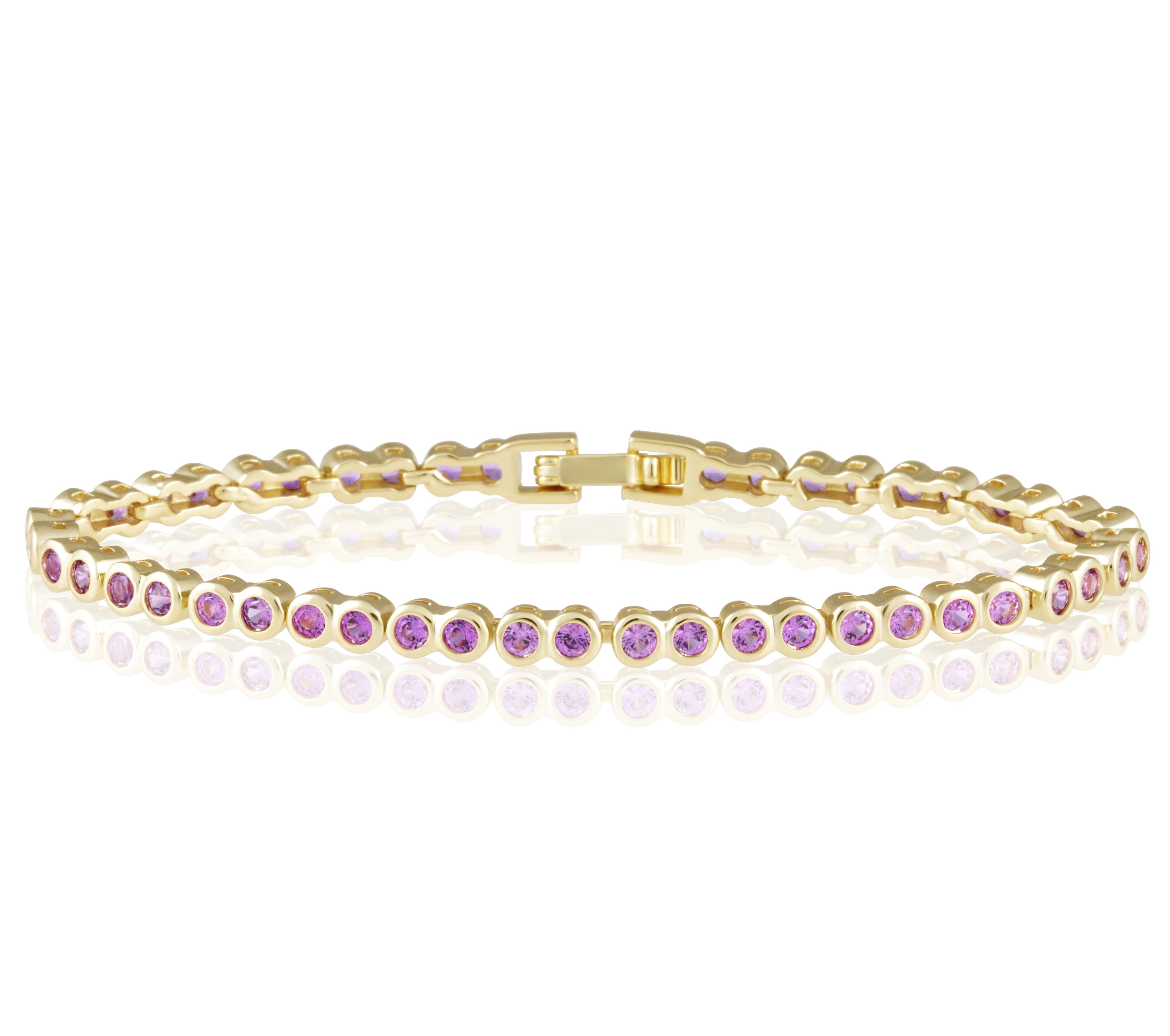 Bezel Tennis Bracelet- Pink Main image