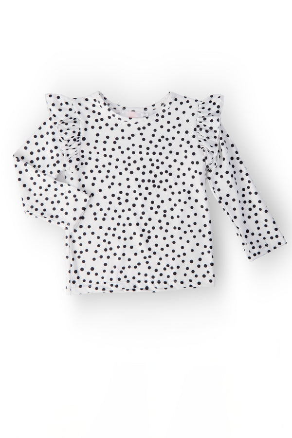 Scattered Dot L/S Ruffle Tee