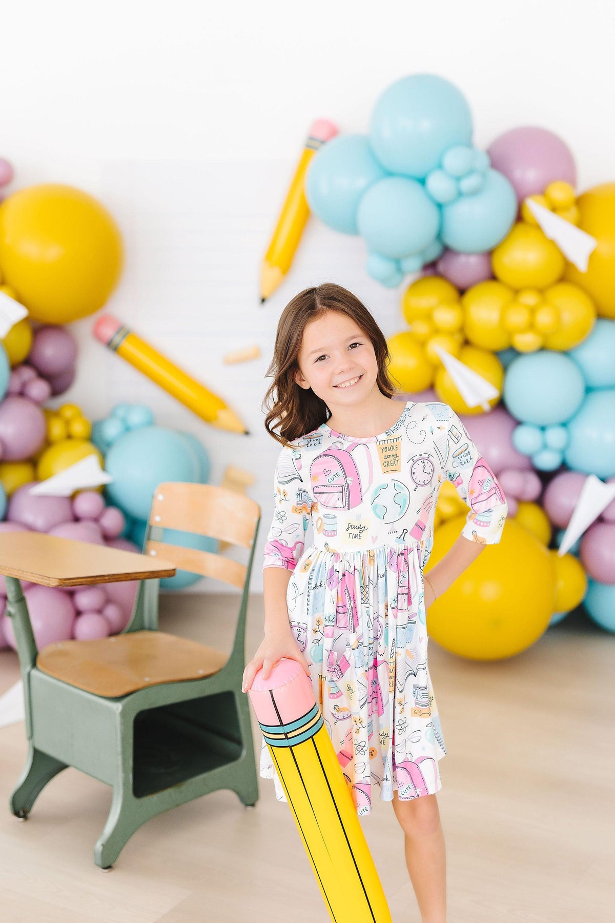 School is Cool 3/4 Sleeve Pocket Twirl Dress Main image
