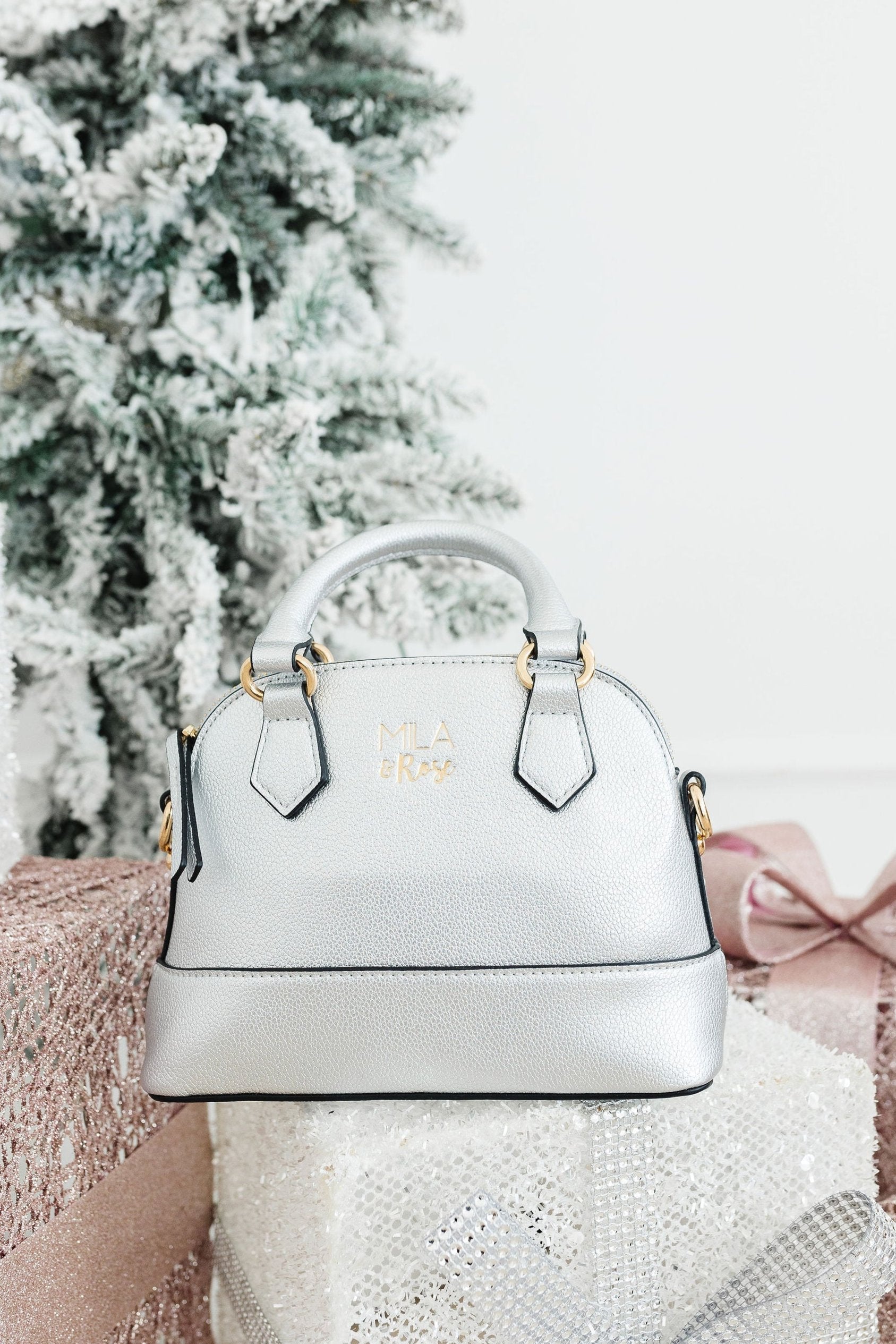 SALE Silver Metallic Girl's Crossbody Purse Secondary image