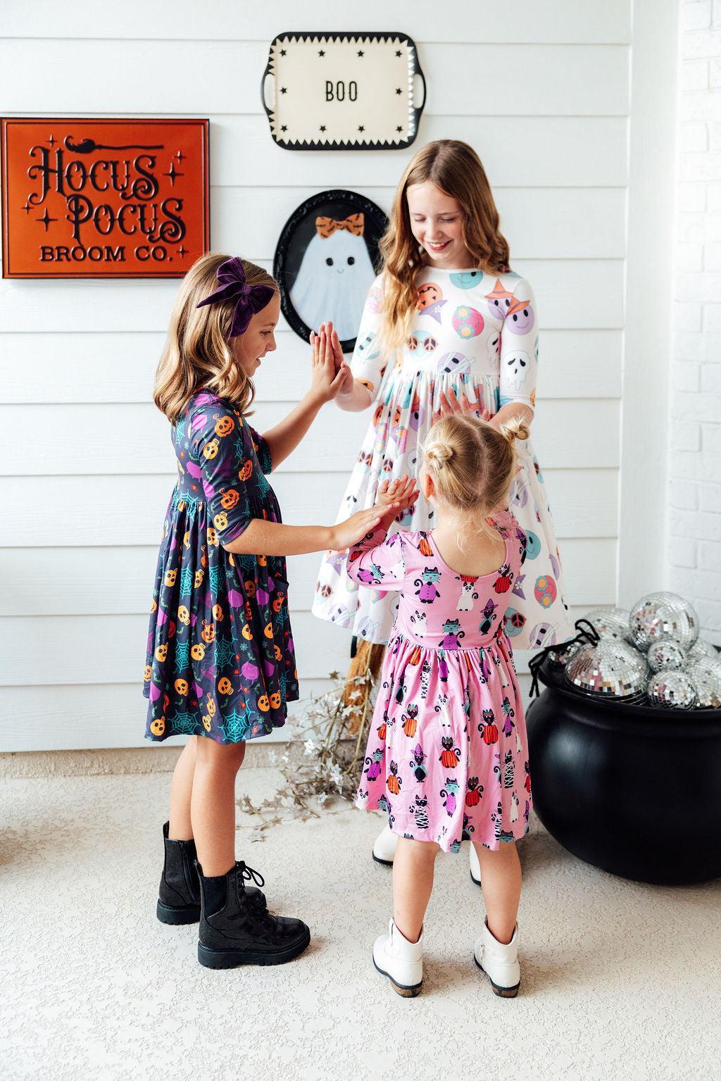 Skeleton Web 3/4 Sleeve Pocket Twirl Dress Secondary image