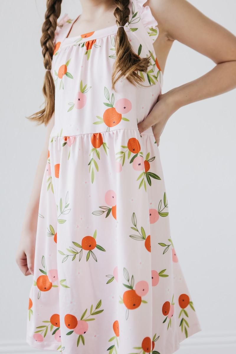 Tangerine Ruffle Cross Back Dress Main image
