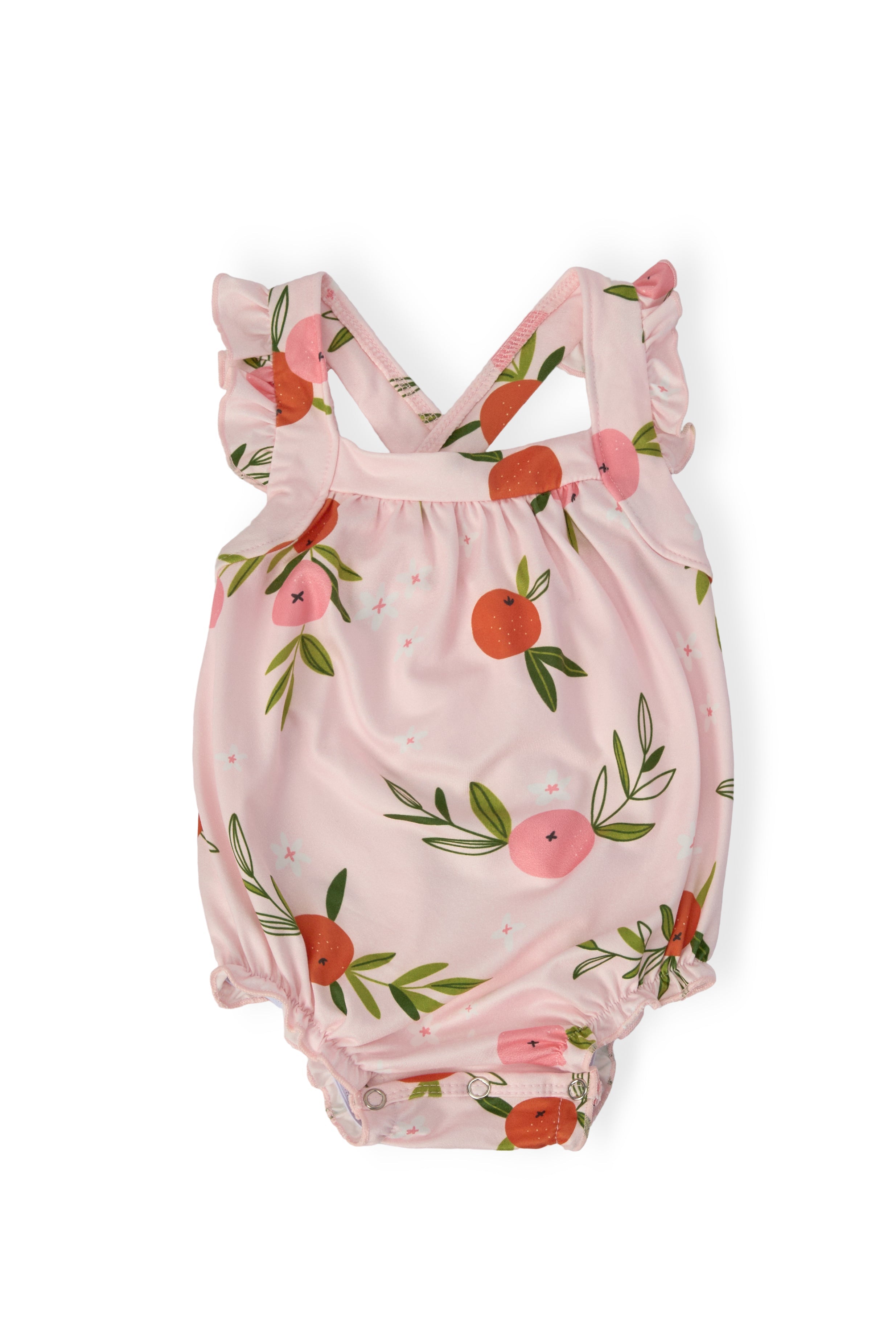 Tangerine Ruffle Cross Back Romper Main image