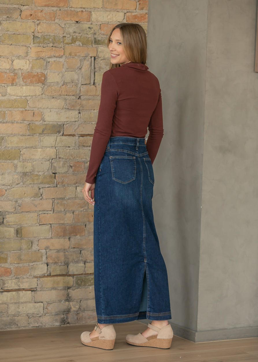 Bria Dark Wash Denim Maxi Skirt - FINAL SALE Secondary image