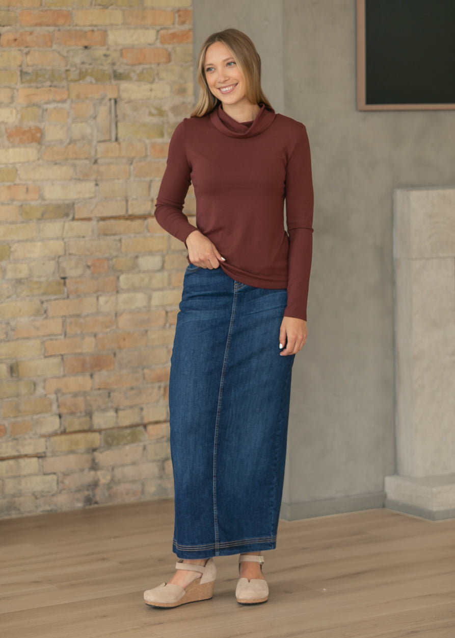 Bria Dark Wash Denim Maxi Skirt - FINAL SALE Main image