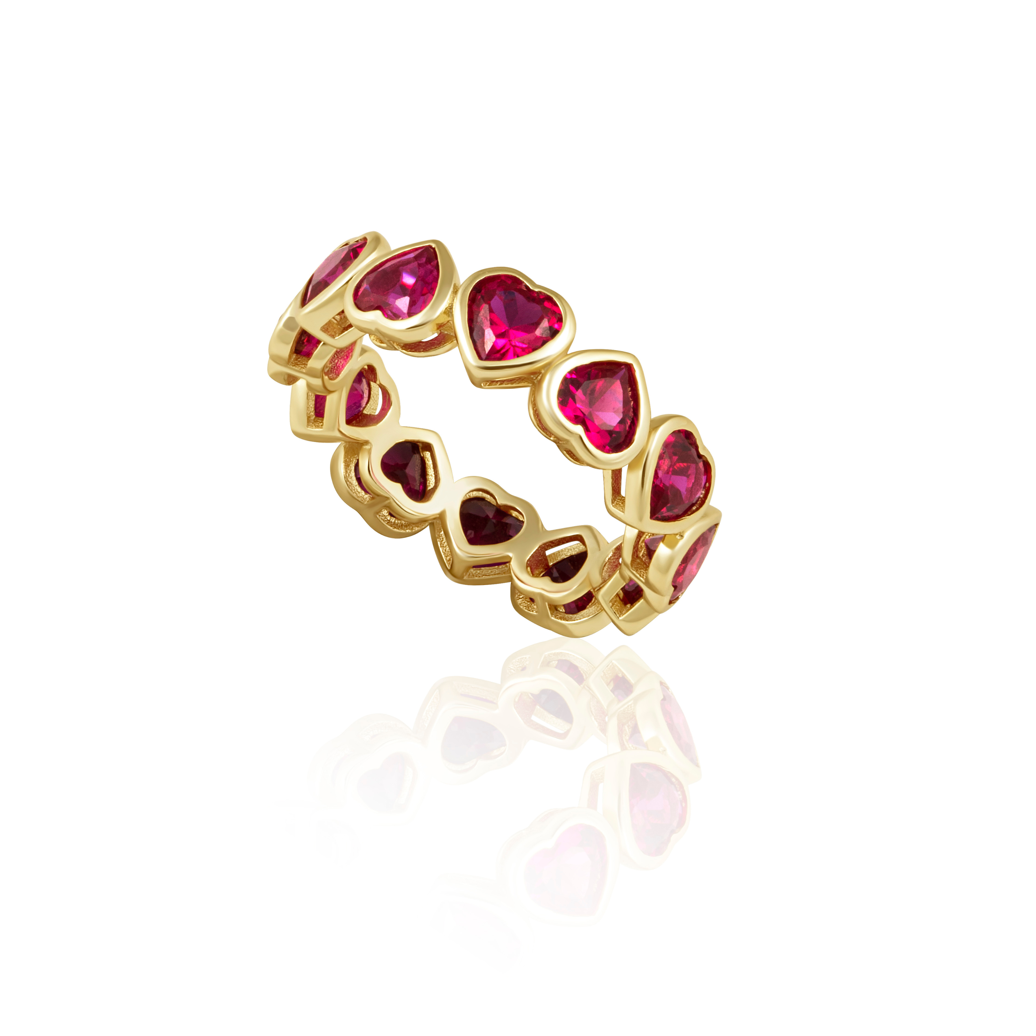 Bezel Heart Ring Ruby Red Main image