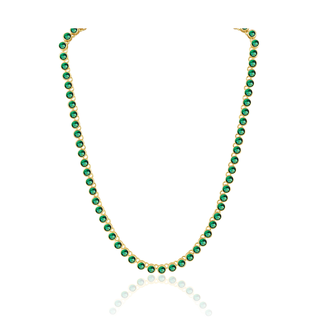 Bezel Tennis Necklace Emerald Main image