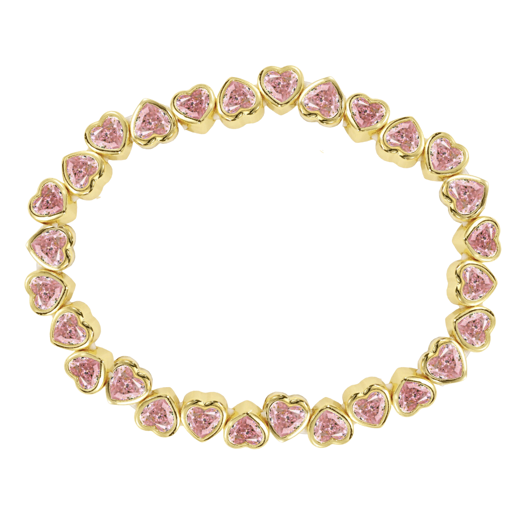 Stretchy Bezel Heart Bracelet Pink Main image