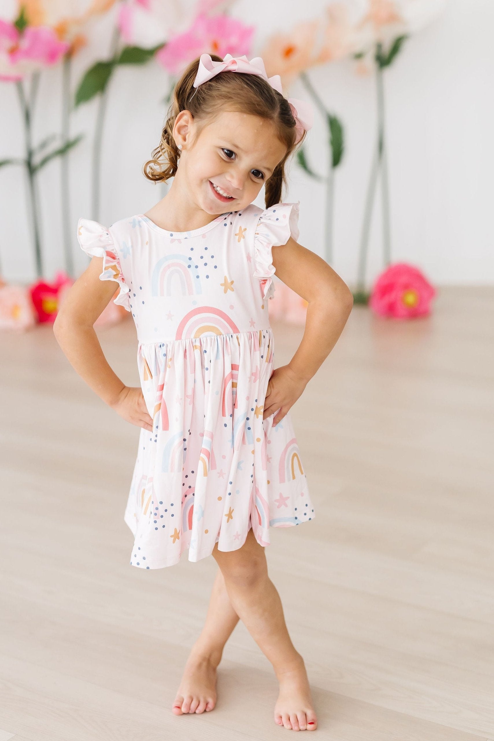 Over the Rainbow Flutter Sleeve Twirl Dress Main image