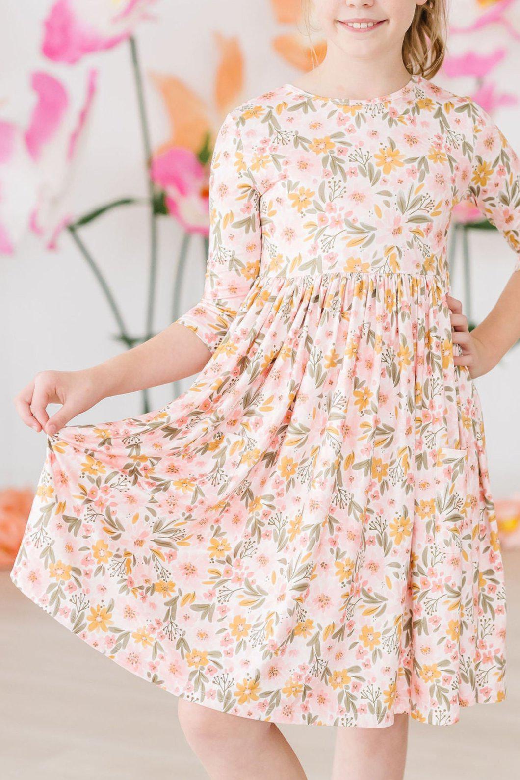 Pretty Peachy 3/4 Sleeve Pocket Twirl Dress Main image