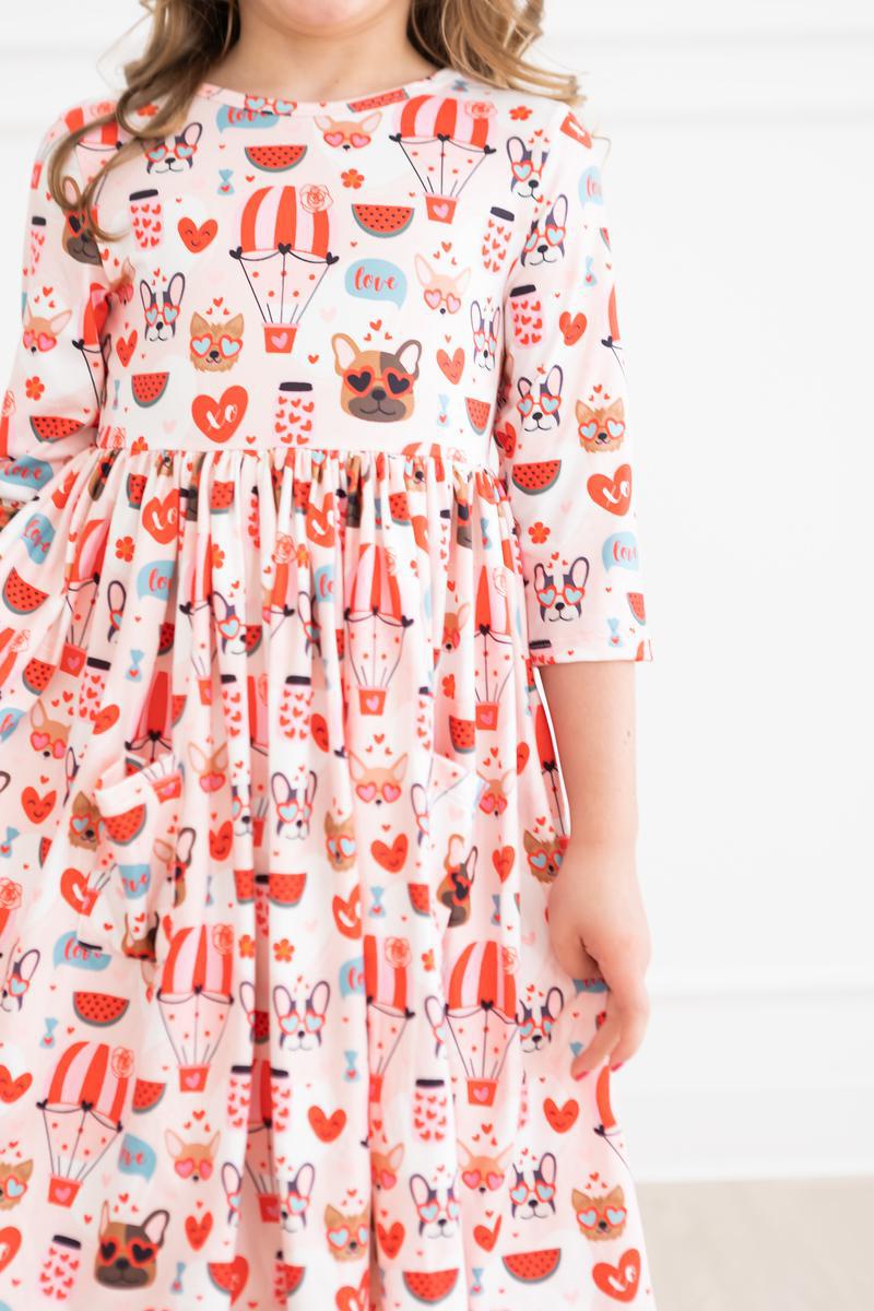 Puppy Love 3/4 Sleeve Pocket Twirl Dress Secondary image