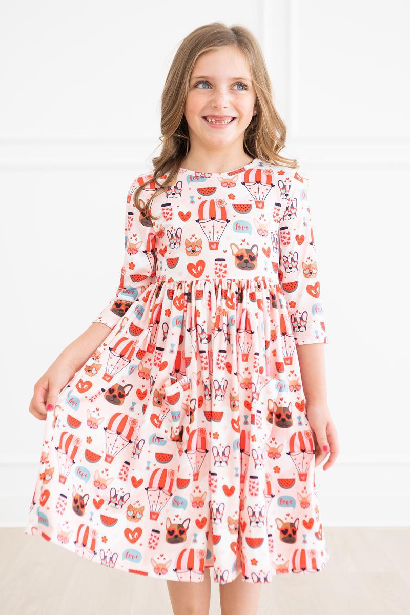 Puppy Love 3/4 Sleeve Pocket Twirl Dress Main image