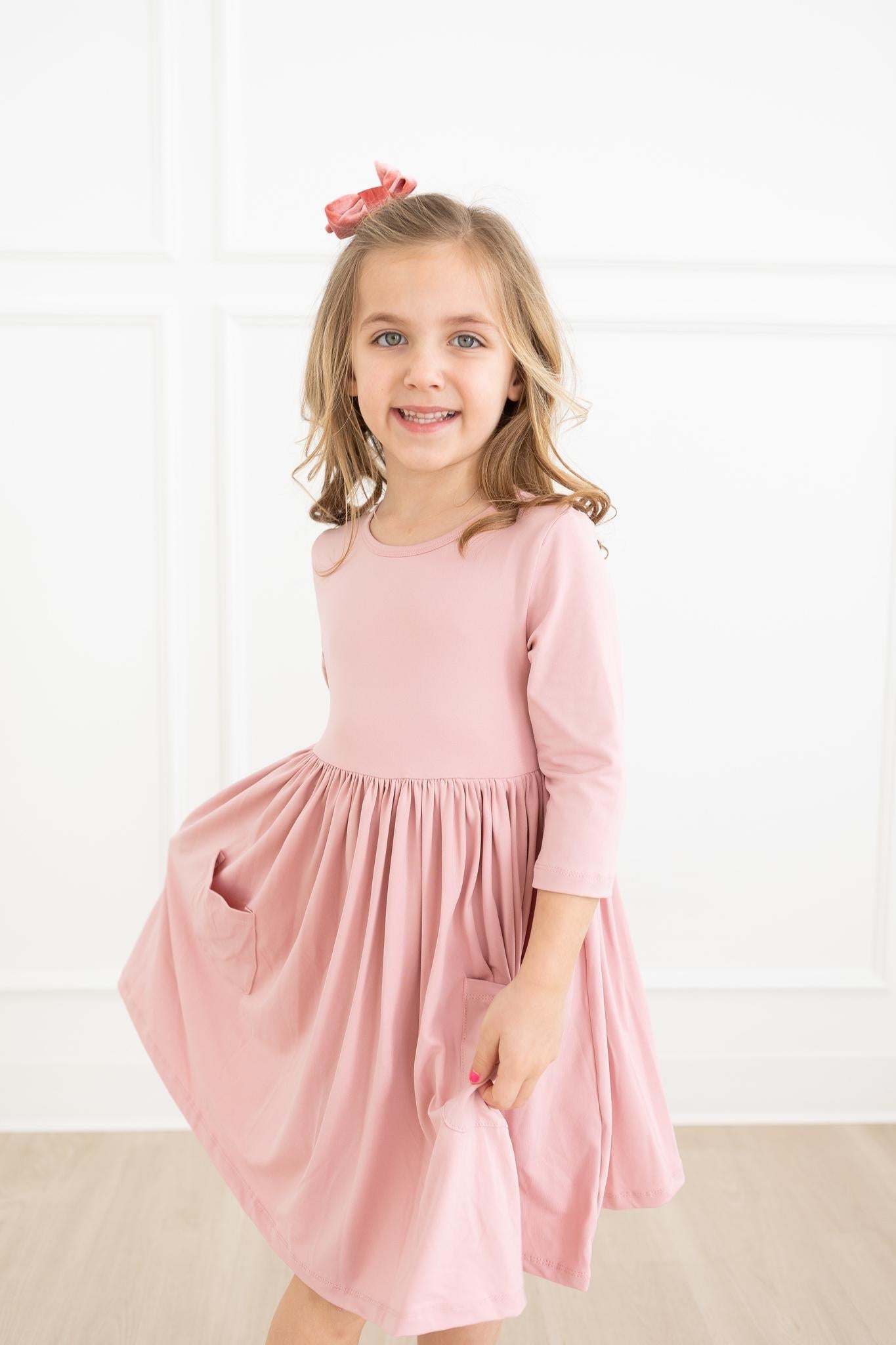 Vintage Pink 3/4 Sleeve Pocket Twirl Dress Main image