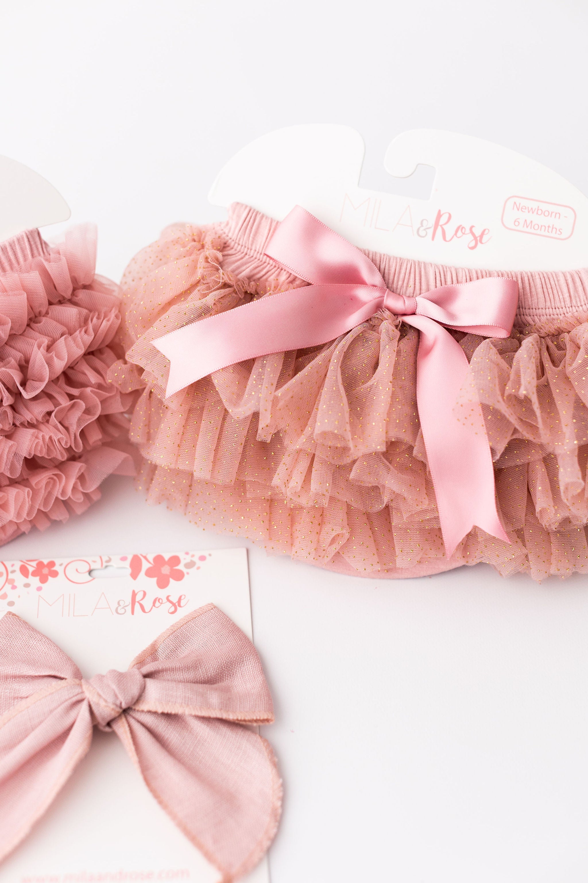 Vintage Pink & Gold Glitter Ruffle Tutu Bloomer Secondary image