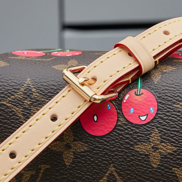 Cherry Mini Dome Handbag with Adjustable Shoulder Strap