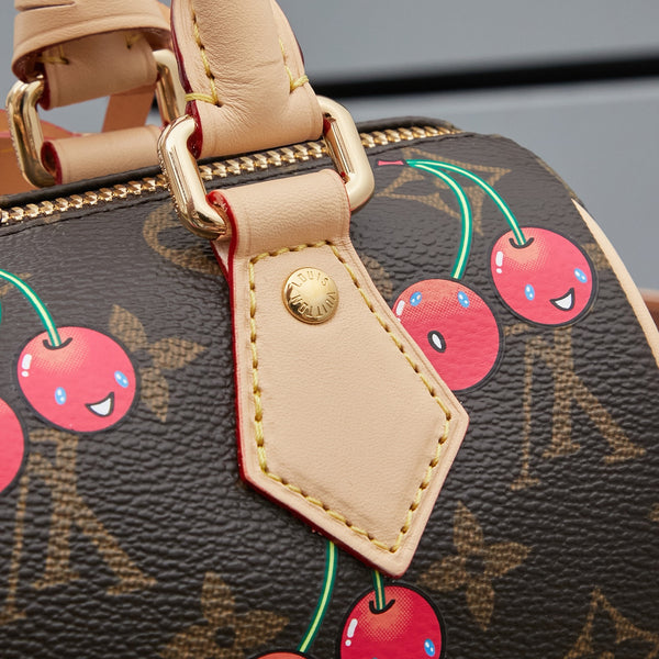 Cherry Mini Dome Handbag with Adjustable Shoulder Strap