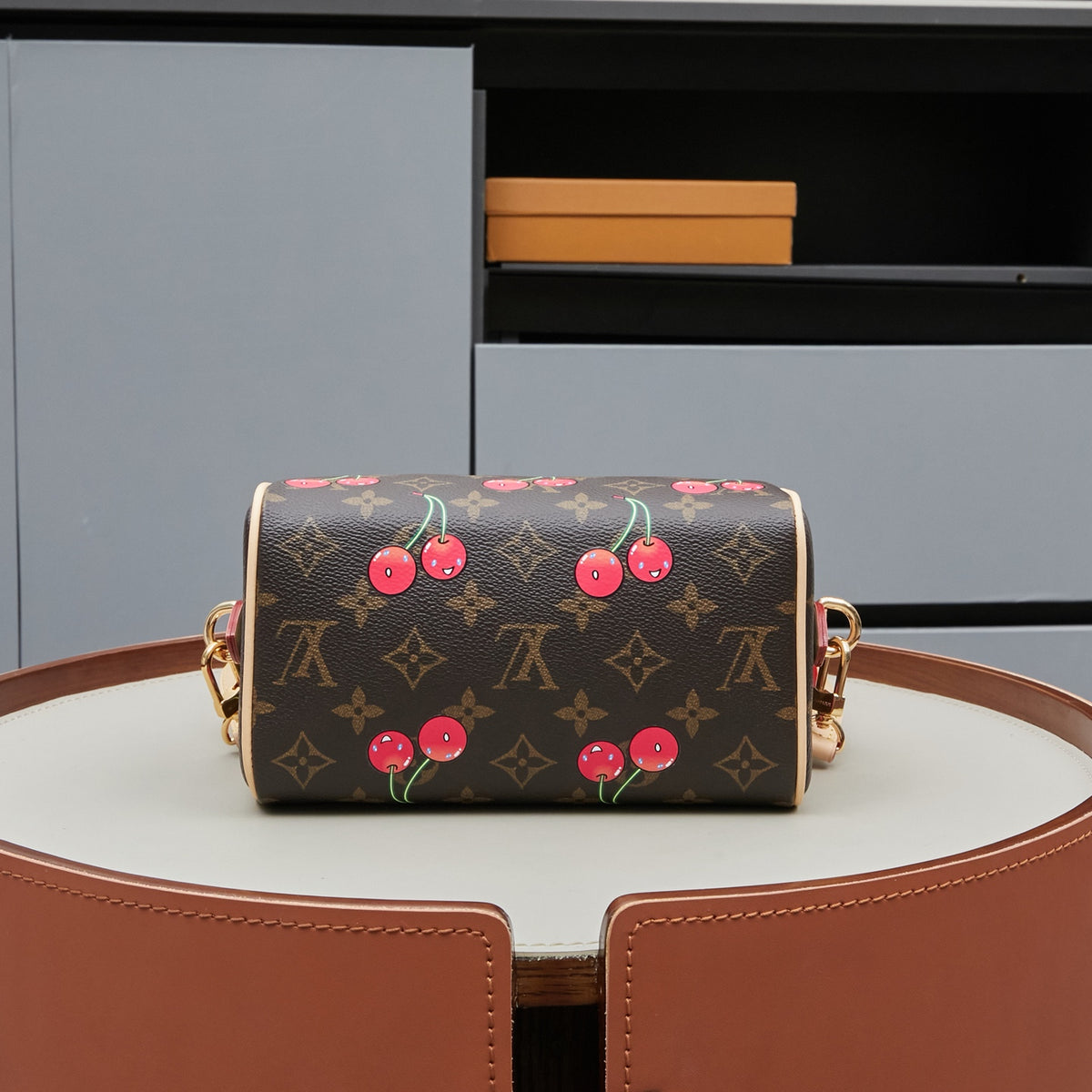 Cherry Mini Dome Handbag with Adjustable Shoulder Strap