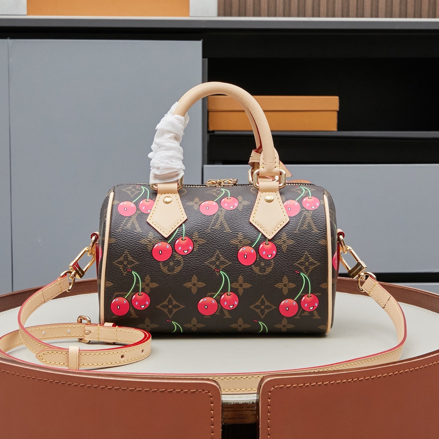 Cherry Mini Dome Handbag with Adjustable Shoulder Strap Secondary image