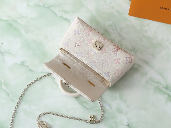 Louis Vuitton White Multicolor Monogram Handbag with Chain Strap