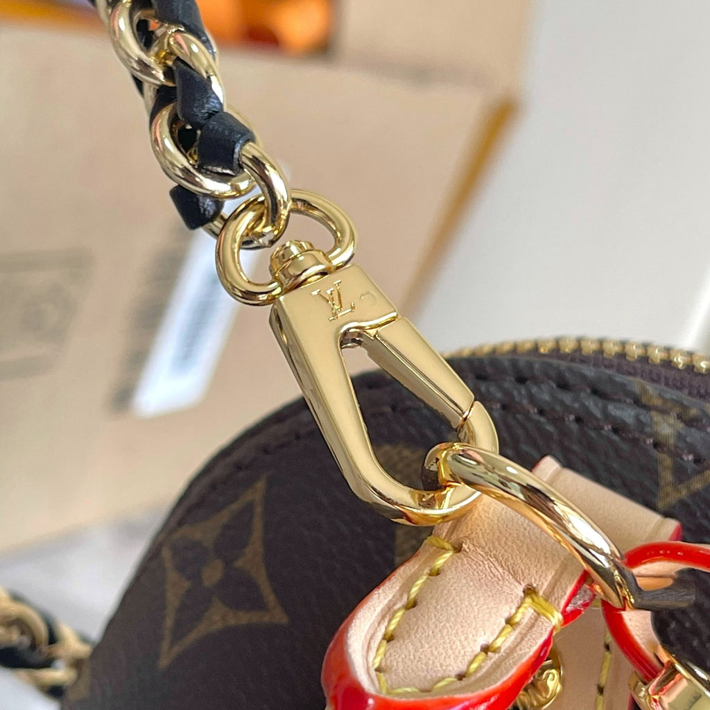 Brown Monogram Dome Handbag with Chain Strap